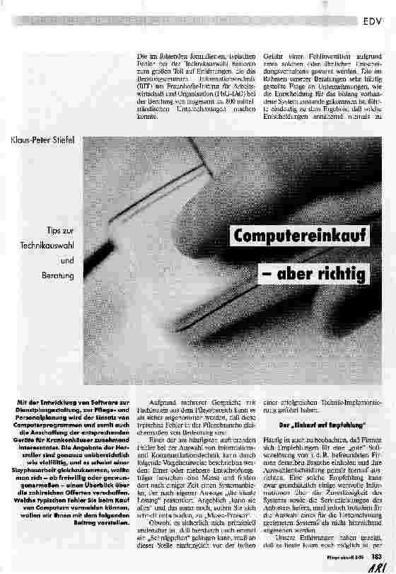 Vorschauseite 1: Computereinkauf - aber richtig Tips zur Technikauswahl und Beratung