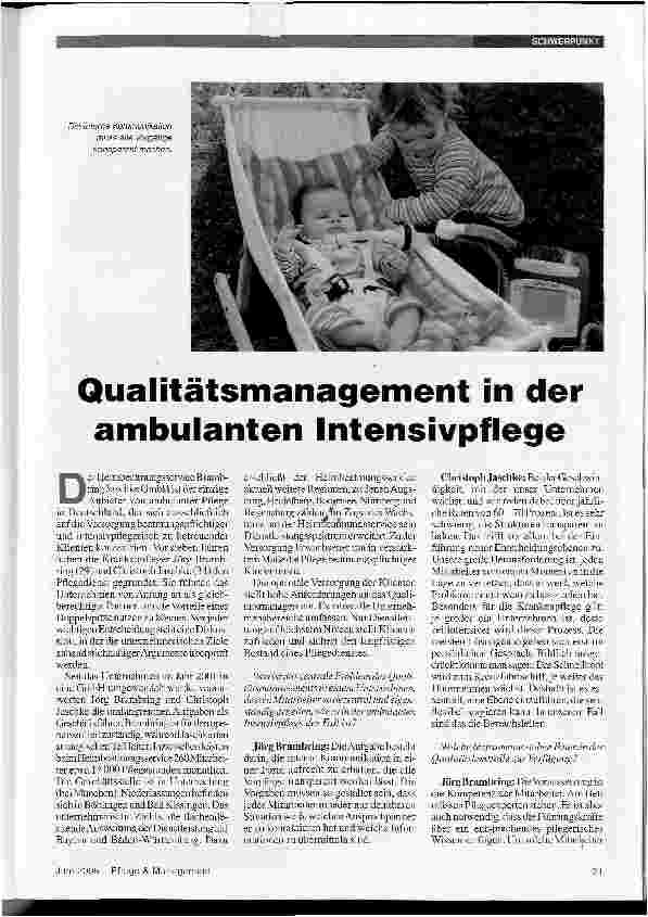 Vorschauseite 1: Qualitätsmanagement in der ambulanten Intensivpflege