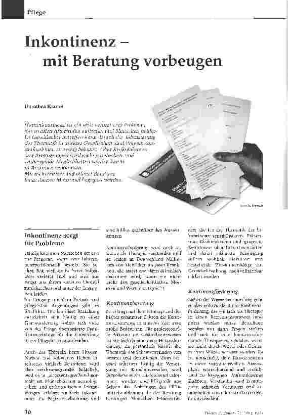Vorschauseite 1: Inkontinenz - mit Beratung vorbeugen