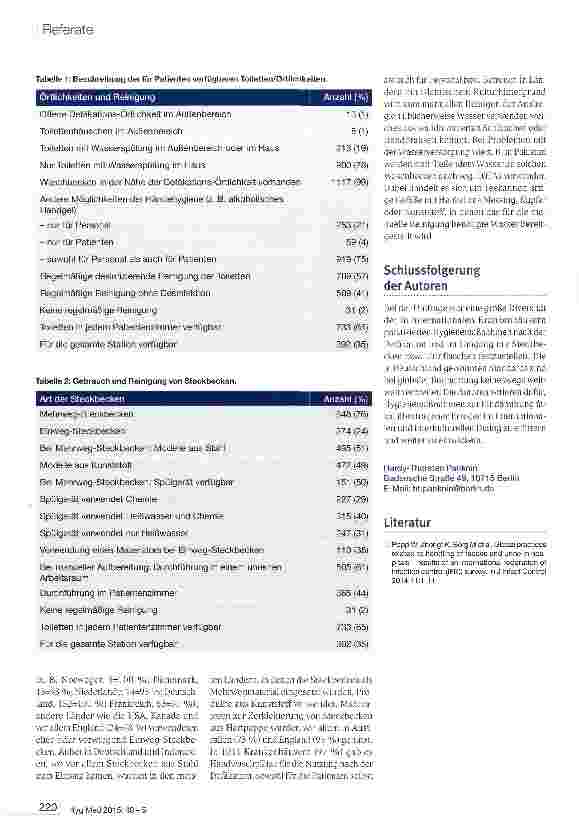 Vorschauseite 2: Internationale Datenerhebung zum Umgang mit Stuhl und Urin im Krankenhaus