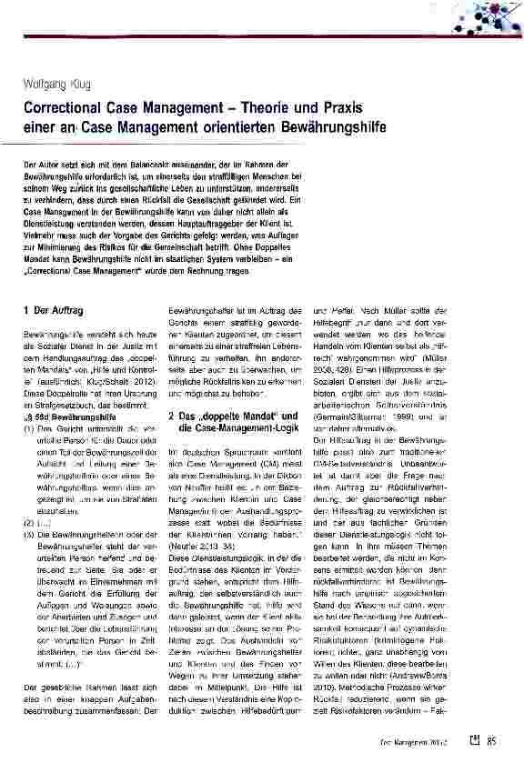 Vorschauseite 1: Correctional Case Management - Theorie und Praxis einer an Case Management orientierten Bewährungshilfe