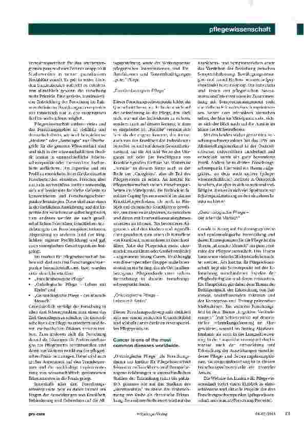 Vorschauseite 4: 10 Jahre Institut für Pflegewissenschaft