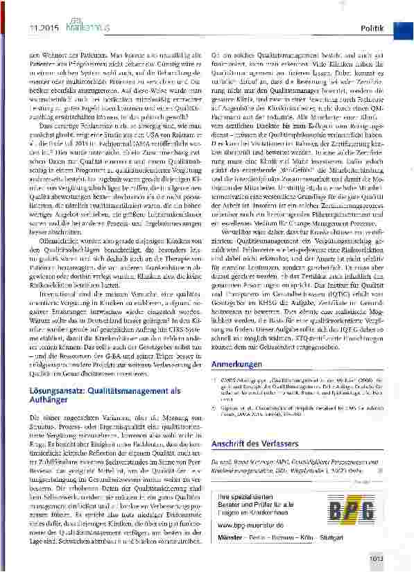 Vorschauseite 4: Qualitätsorientierte Vergütung -eine ambitionierte Aufgabe