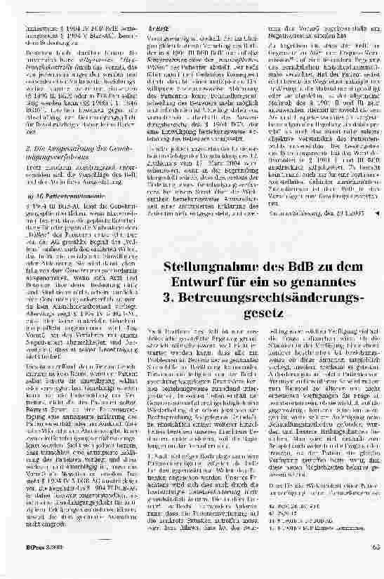 Vorschauseite 4: Stellungnahme des VGT zum Referentenentwurf eines 3. Betreuungsrechtsänderungsgesetzes