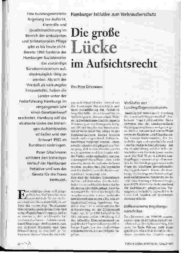 Vorschauseite 1: Die große Lücke im Aufsichtsrecht Hamburger Initiative zum Verbraucherschutz