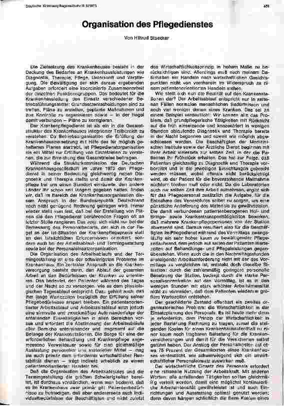 Vorschauseite 1: Organisation des Pflegedienstes