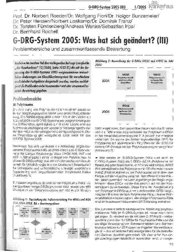 Vorschauseite 1: G-DRG-System 2005: Was hat sich geändert? (III)Problembereiche und zusammenfassende Bewertung