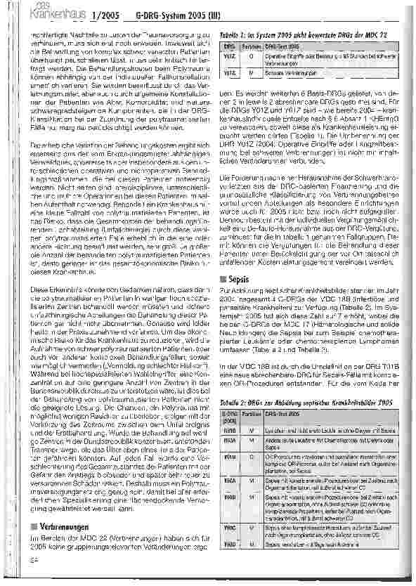 Vorschauseite 2: G-DRG-System 2005: Was hat sich geändert? (III)Problembereiche und zusammenfassende Bewertung