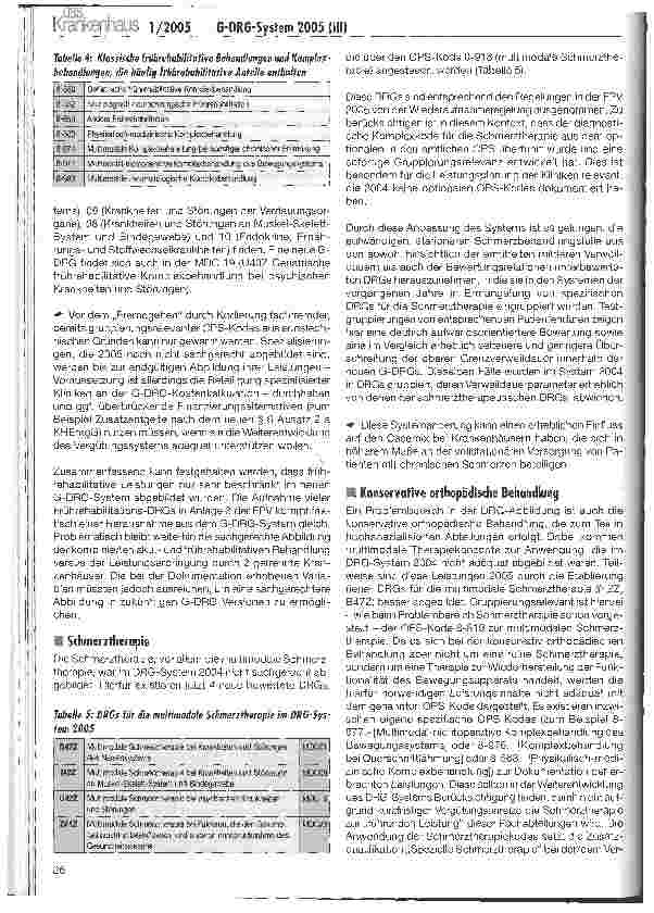 Vorschauseite 4: G-DRG-System 2005: Was hat sich geändert? (III)Problembereiche und zusammenfassende Bewertung