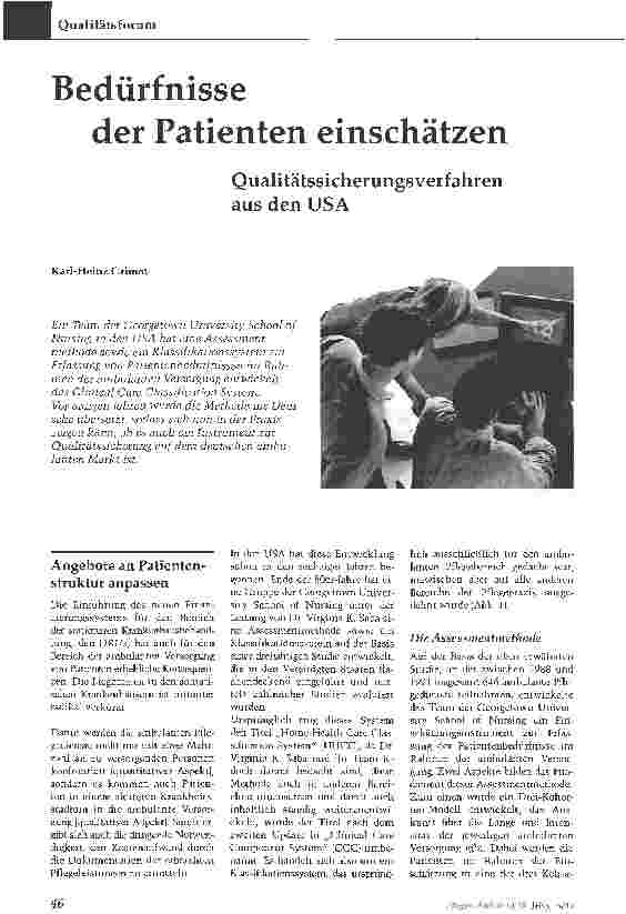 Vorschauseite 1: Bedürfnisse der Patienten einschätzen