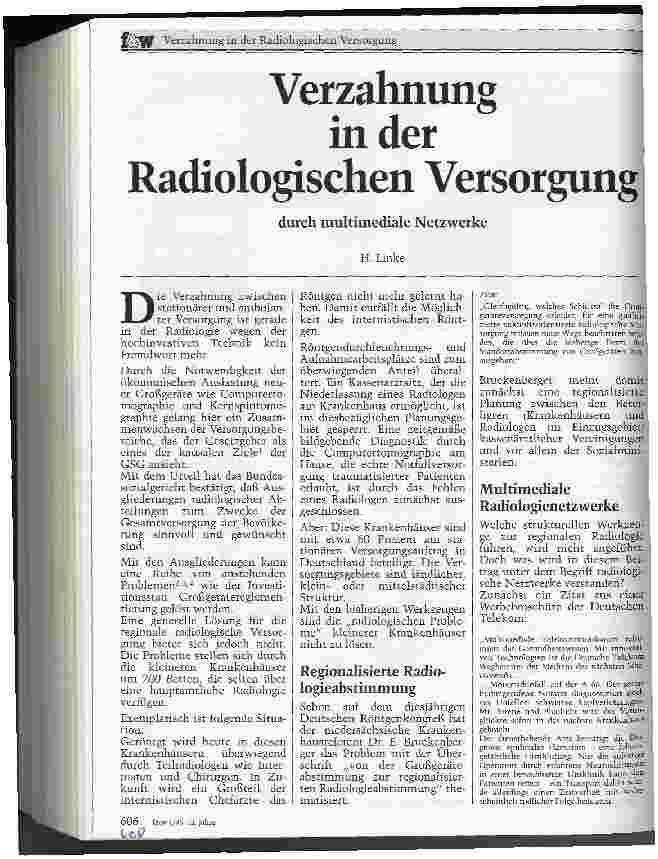 Vorschauseite 1: Verzahnung in der Radiologischen Versorgung durch multimediale Netzwerke