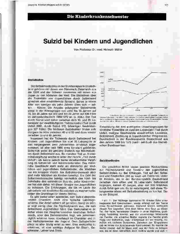 Vorschauseite 1: Suizid bei Kindern und Jugendlichen