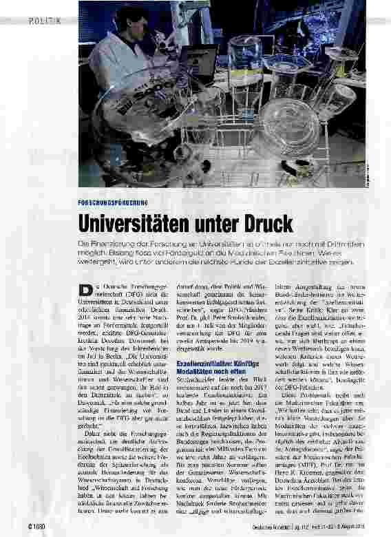 Vorschauseite 1: Universitäten unter Druck