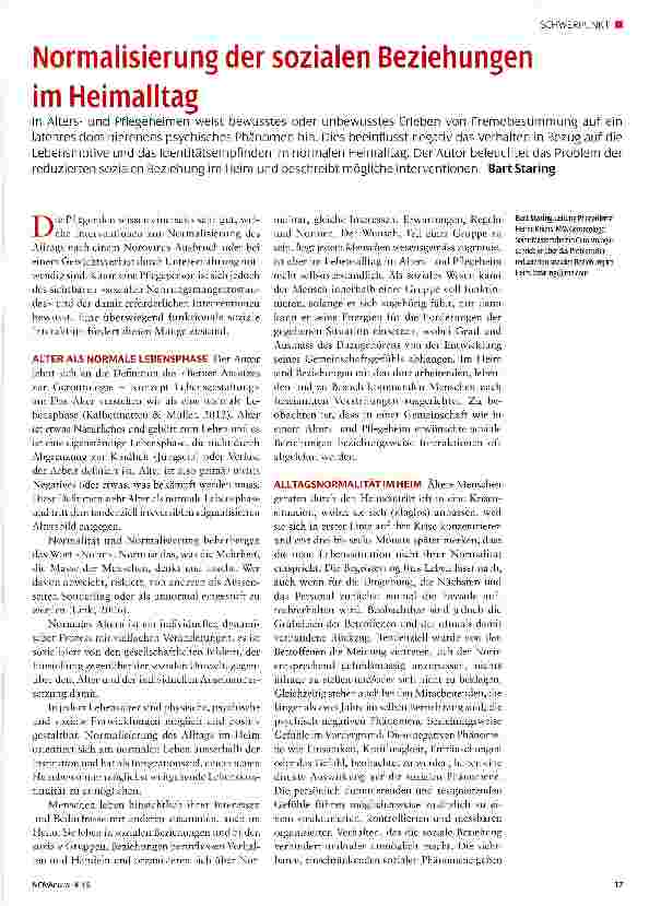 Vorschauseite 1: Normalisierung der sozialen Beziehungen im Heimalltag