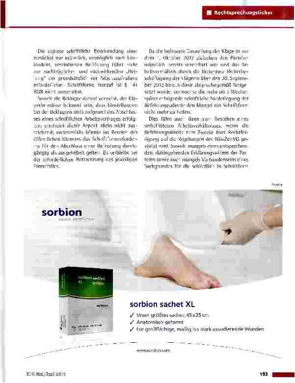 Vorschauseite 2: Schriftformerfordernis einer arbeitsvertraglichen Befristungsabrede ArbG Bonn vom 25.2.2015 (2 Ca 2470/14)