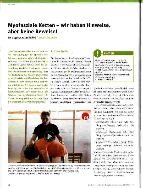 Vorschauseite 1: Myofasziale Ketten - wir haben Hinweise, aber keine Beweise!