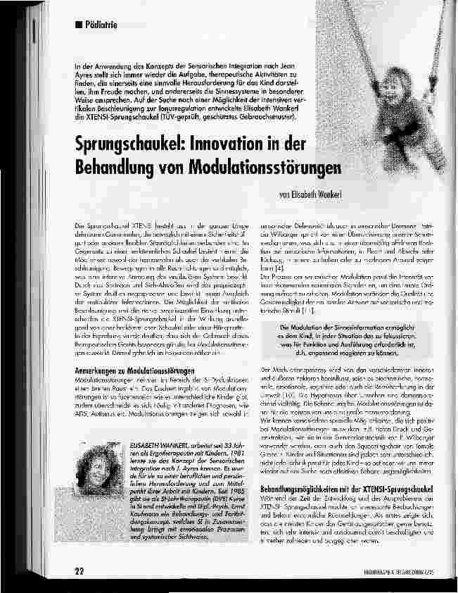 Vorschauseite 1: Sprungschaukel: Innovation in der Behandlung von Modulationsstörungen