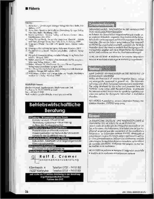 Vorschauseite 5: Sprungschaukel: Innovation in der Behandlung von Modulationsstörungen