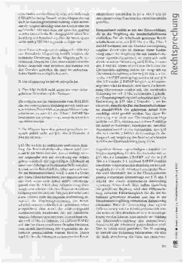 Vorschauseite 3: Bewertung von Bereit schaftsdienst bei Freizeit ausgleich nach BAT-KF