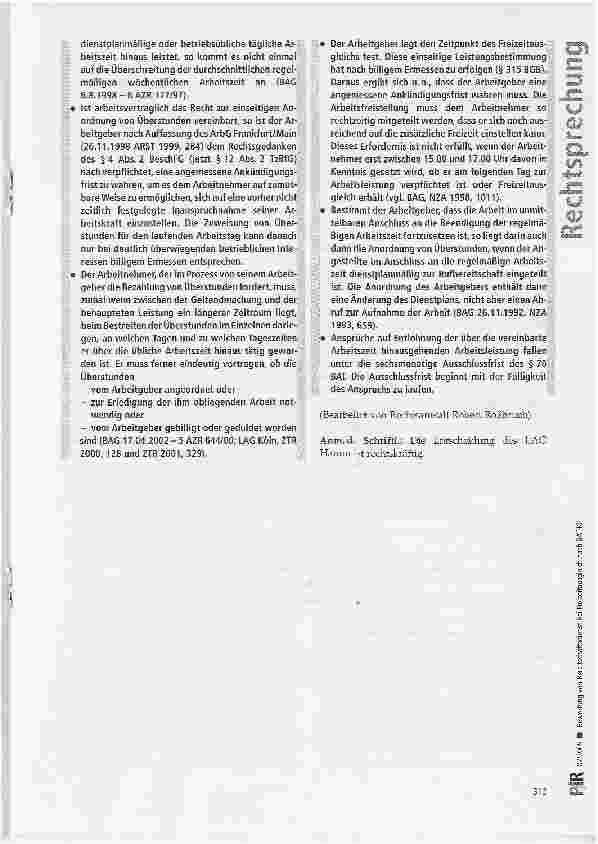 Vorschauseite 5: Bewertung von Bereit schaftsdienst bei Freizeit ausgleich nach BAT-KF
