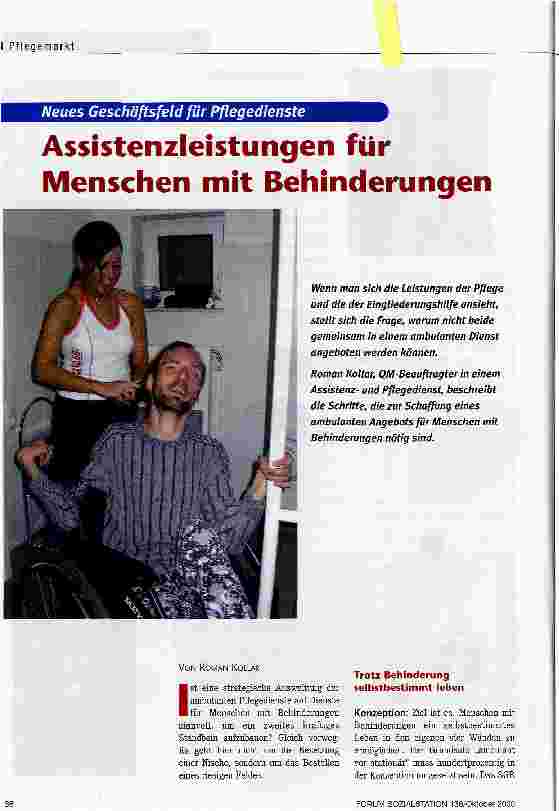 Vorschauseite 1: Assistenzleistungen für Menschen mit Behinderungen
