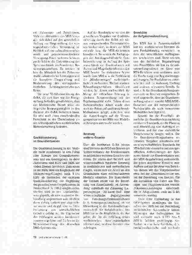 Vorschauseite 3: Der MDS - Aufgabenschwerpunkte und Perspektiven