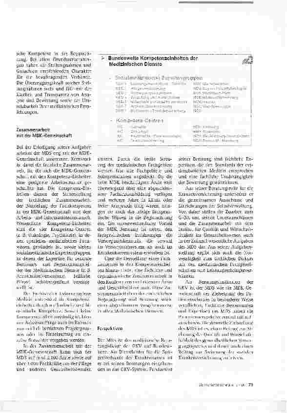 Vorschauseite 4: Der MDS - Aufgabenschwerpunkte und Perspektiven