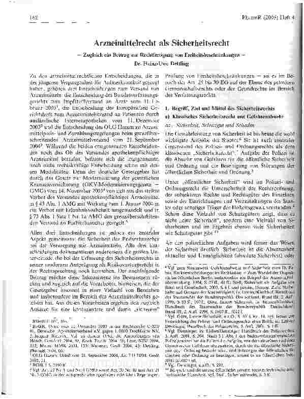 Vorschauseite 1: Arzneimittelrecht als Sicherheitsrecht- Zugleich ein Beitrag zur Rechtfertigung von Freiheitsbeschränkungen