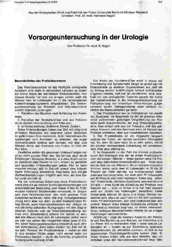 Vorschauseite 1: Vorsorgeuntersuchung in der Urologie