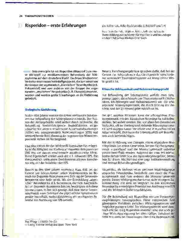 Vorschauseite 1: Risperidonerste Erfahrungen