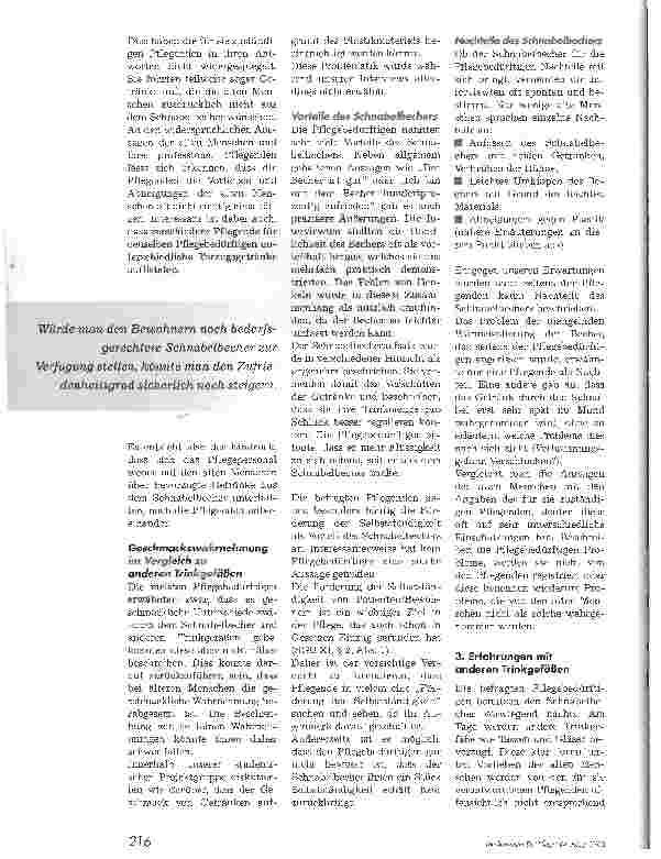Vorschauseite 3: Der Schnabelbecher. Beliebtes oder überholtes Pflegehilfsmittel?