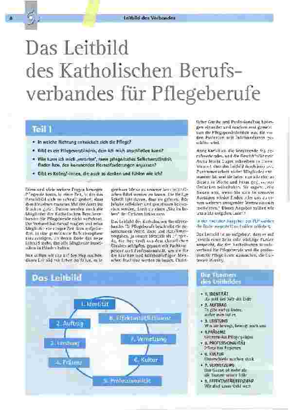 Vorschauseite 1: Das Leitbild des katholischen Berufsverbandes für Pflegeberufe Teil 1