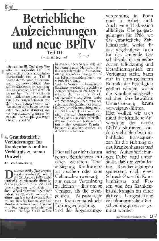 Vorschauseite 1: Betriebliche Aufzeichnungen und neue BPflV 3. Teil