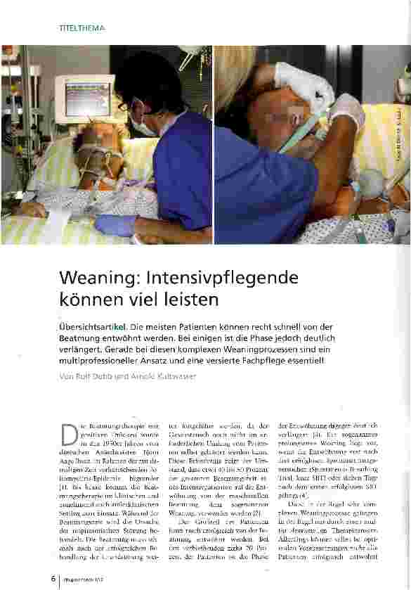 Vorschauseite 1: Weaning: Intensivpflegende können viel leisten