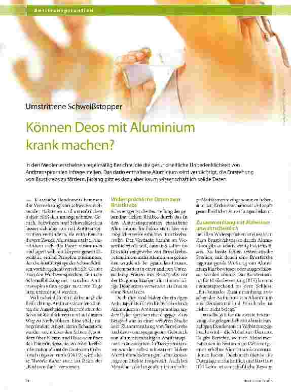 Vorschauseite 1: Umstrittene Schweißstopper Können Deos mit Aluminium krankmachen?