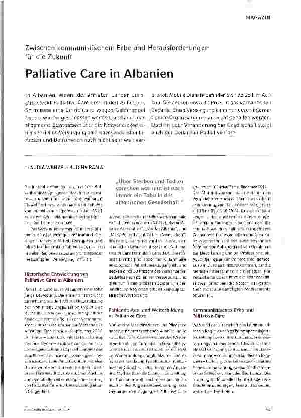 Vorschauseite 1: Palliative Care in Albanien