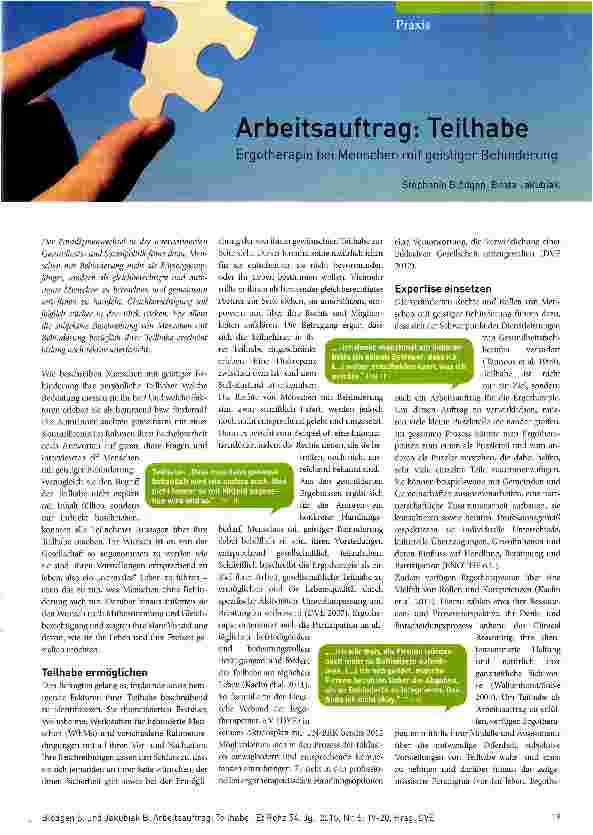 Vorschauseite 1: Arbeitsauftrag: Teilhabe
