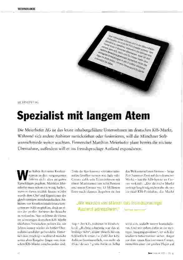 Vorschauseite 1: Spezialist mit langem Atem