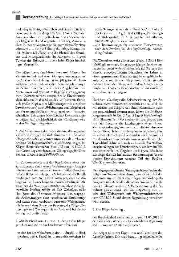 Vorschauseite 3: Zum Vorliegen einer »ambulant betreuten Wohngemeinschaft« nach dem BayPfleWoqG