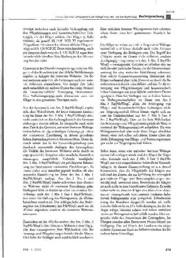 Vorschauseite 4: Zum Vorliegen einer »ambulant betreuten Wohngemeinschaft« nach dem BayPfleWoqG