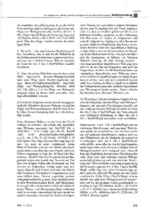 Vorschauseite 6: Zum Vorliegen einer »ambulant betreuten Wohngemeinschaft« nach dem BayPfleWoqG