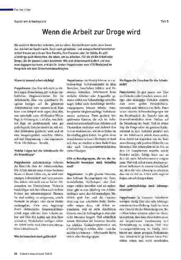 Vorschauseite 1: Sucht am Arbeitsplatz Teil 5 Wenn die Arbeit zur Droge wird
