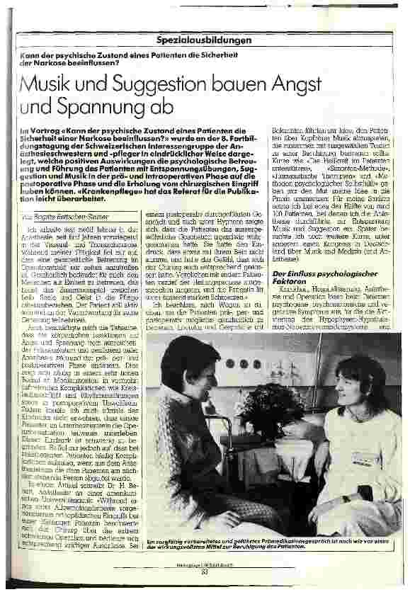 Vorschauseite 1: Musik und Suggestion bauen Angst und Spannung ab