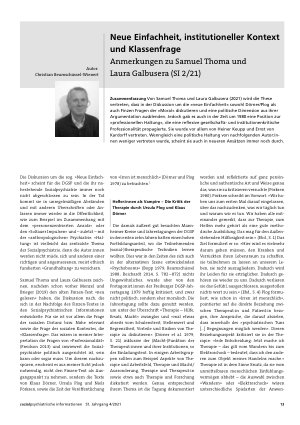 Vorschauseite 1: Neue Einfachheit, institutioneller Kontext und Klassenfrage. Anmerkungen zu Samuel Thoma und Laura Galbusera (SI 2/21)