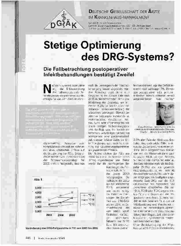 Vorschauseite 1: Stetige Optimierung des DRG-Systems?Die Fallbetrachtung postoperativer Infektbehandlungen bestätigt Zweifel