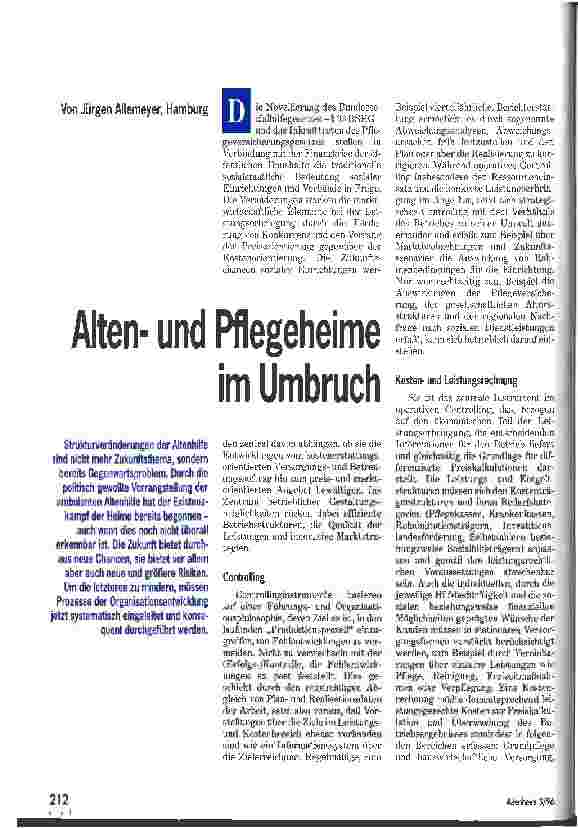 Vorschauseite 1: Altenund Pflegeheime im Umbruch