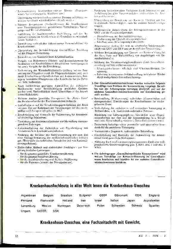 Vorschauseite 2: Zur Kostenentwicklung im Gesundheitswesen Entschließung der Gesundheitsministerkonferenz am 20/21.11.75 i.Berlin
