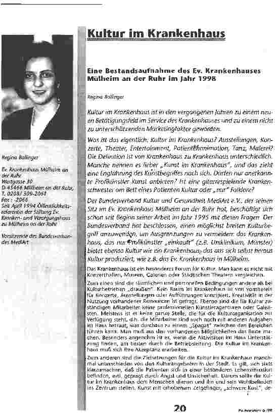 Vorschauseite 1: Kultur im Krankenhaus