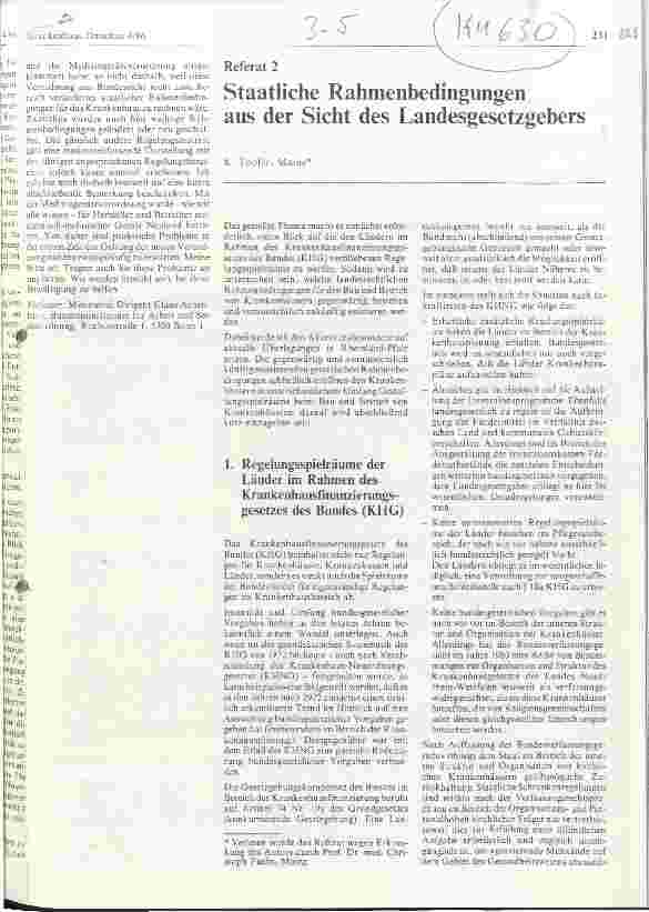 Vorschauseite 1: Staatliche Rahmenbedingungen aus der Sicht des Landesgesetzgebers