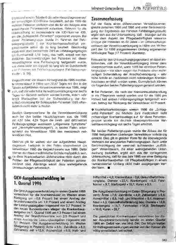 Vorschauseite 4: Abbau der Belegung von Krankenhausbetten mit Pflegebedürftigen von 1986 bis 1995